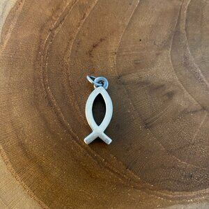RETIRED James Avery Deep Ichthus Charm, Sterling Silver